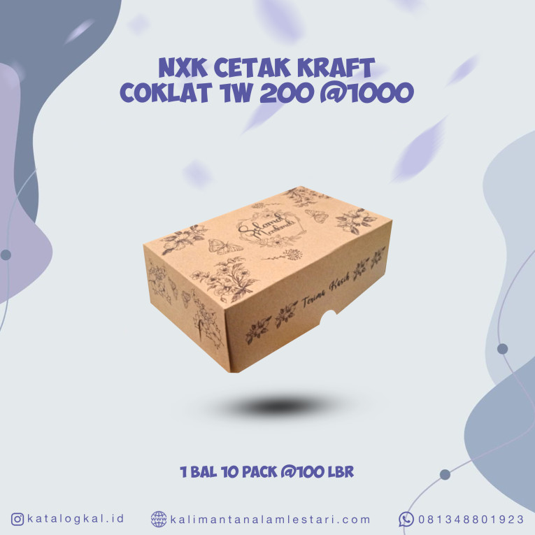 [T.O] - Kotak NXK Cetak Kraft Coklat 1W 200 @1000