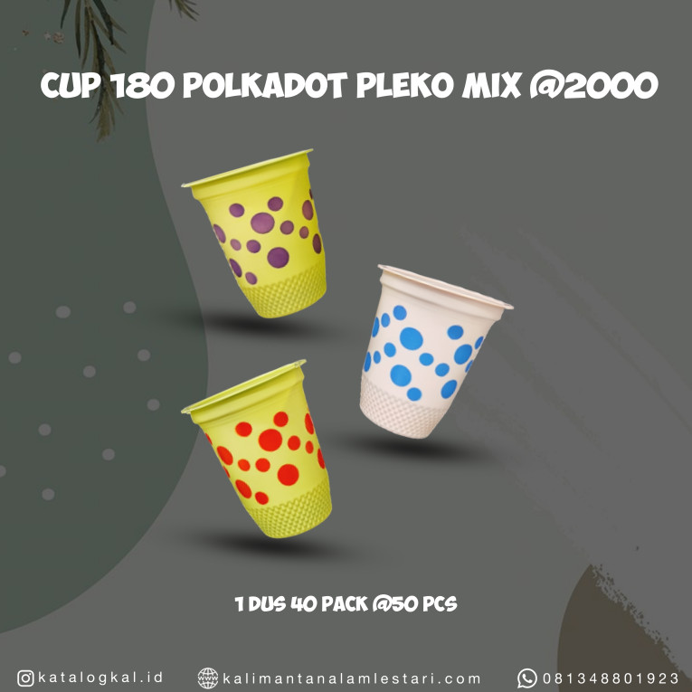 [T.M] - Plastik Cup 180 Polkadot Pleko Mix @2000