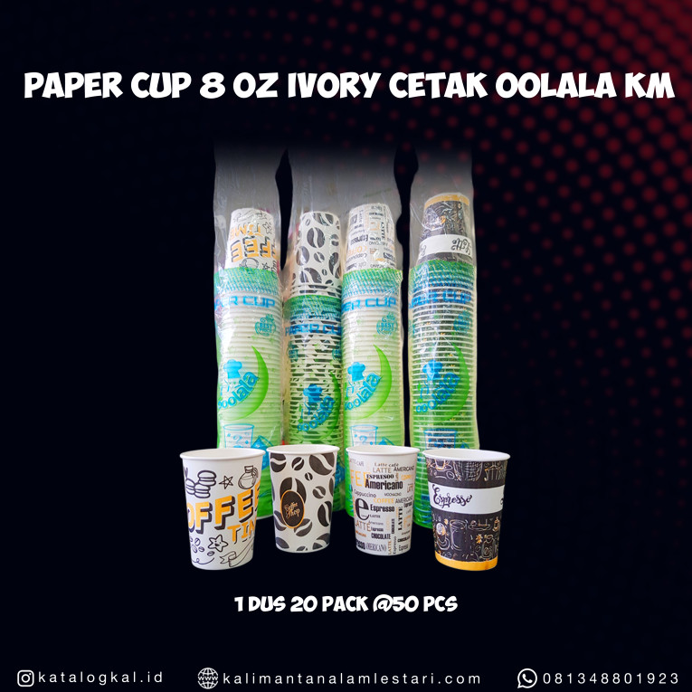 [Oolala] - Paper Cup 8oz Ivory Cetak Oolala KM