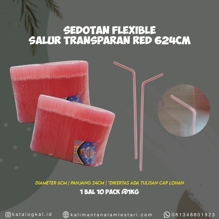[T.M] - Sedotan Flexible Salur Trasparan Red 624 CM