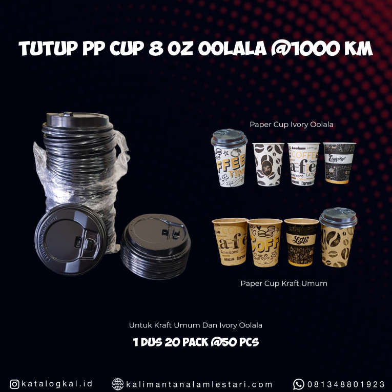 [Oolala] - Tutup PP Cup  8oz  Oolala @1000 KM