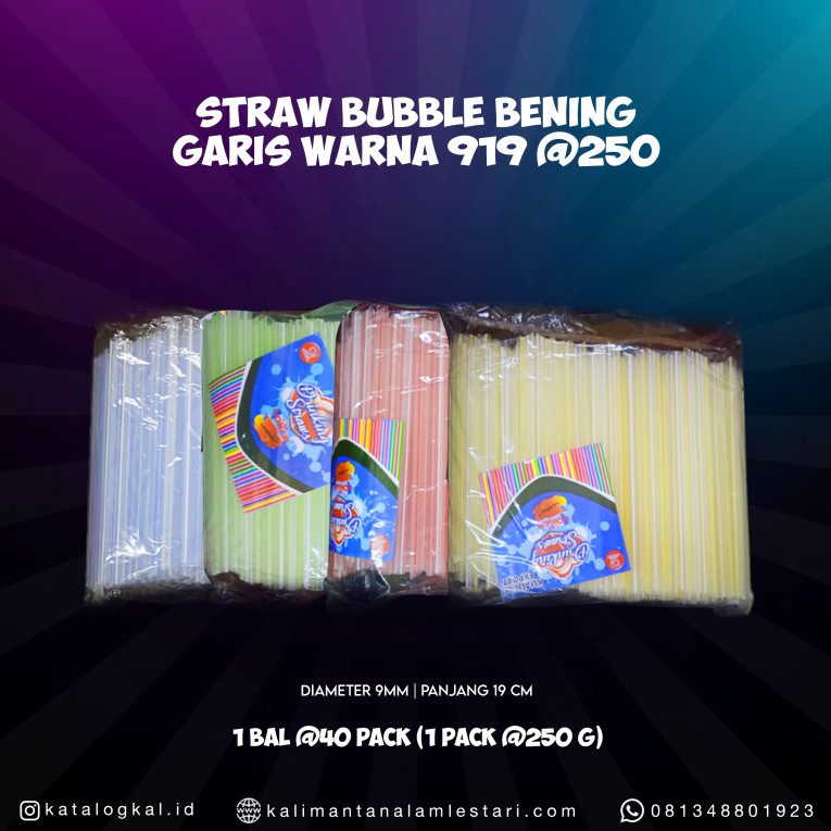 [Lohan] - Sedotan Straw Bubble Bening Garis Warna 919 @250