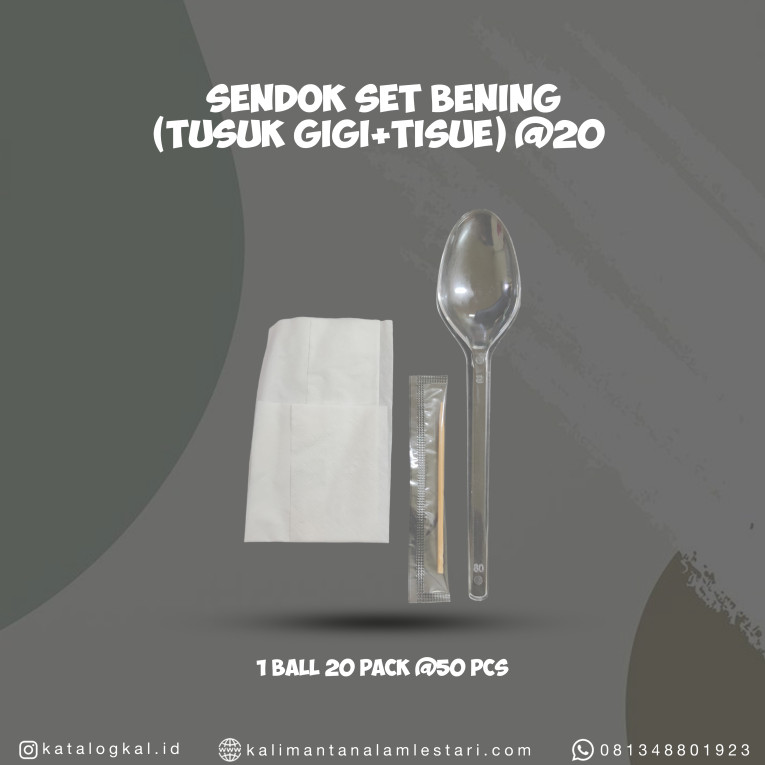 [T.M] - Sendok Set Bening (Tusuk Gigi + Tisue) @20