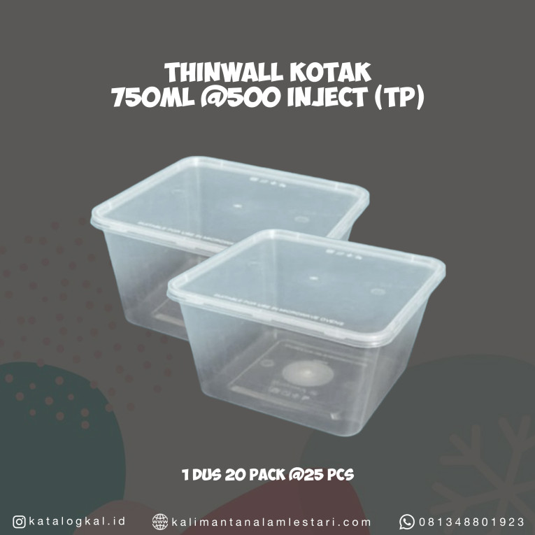 [Tecno Plastika] - Thinwall Kotak 750ml @500 Inject (TP)