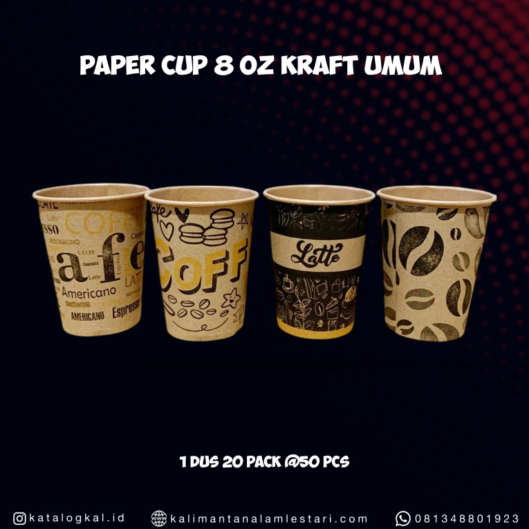 [Oolala] - Paper Cup 8oz Kraft Umum