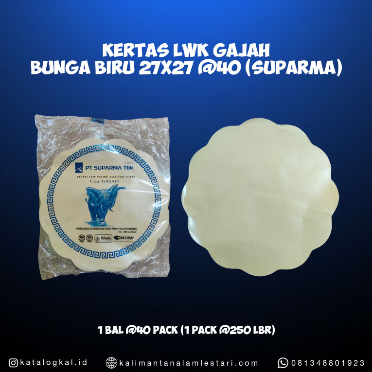 [Suparma] - Kertas LWK Gajah Bunga Biru 27x27 @25